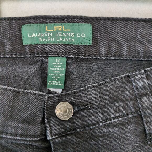 LRL Ralph Lauren Women's 12 Black Denim Classic Straight Leg Jeans, Casual 34x28 - Picture 2 of 6
